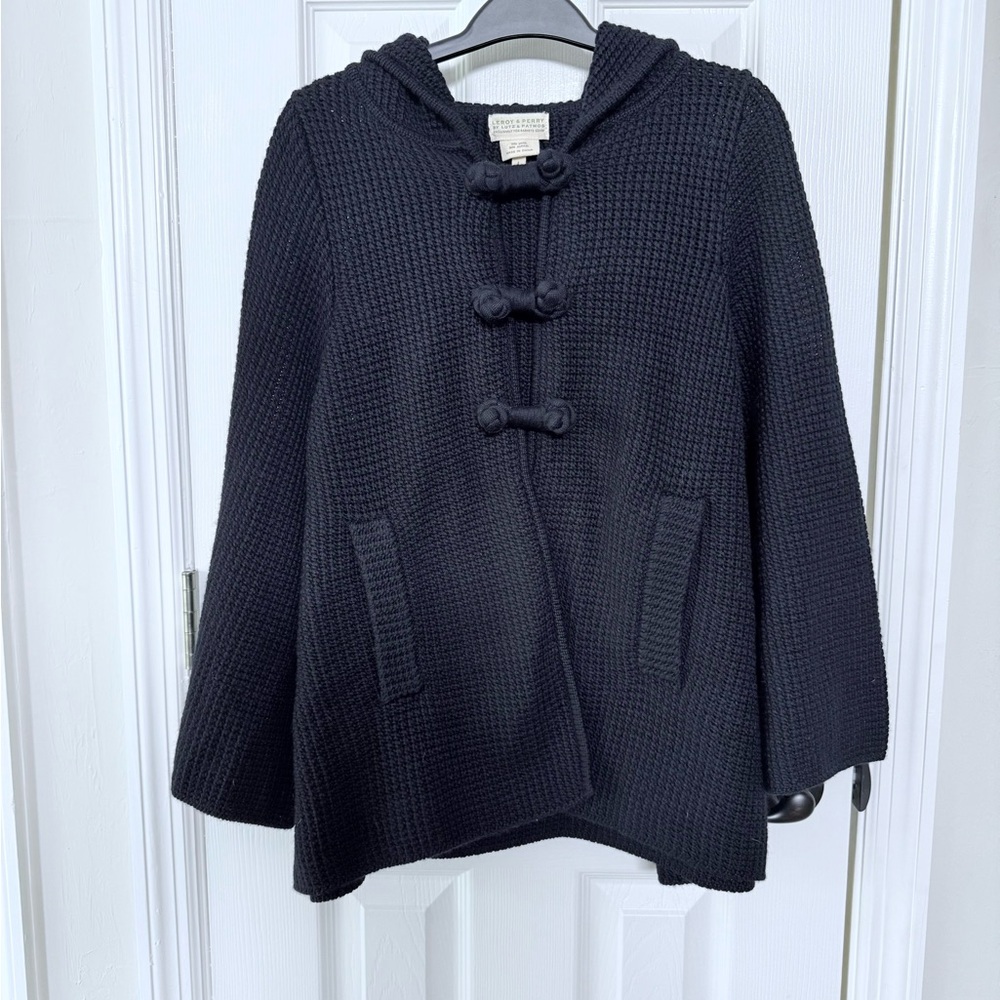 LUTZ & PATMOS Navy Wool Toggle Hooded Cardigan Sweater L